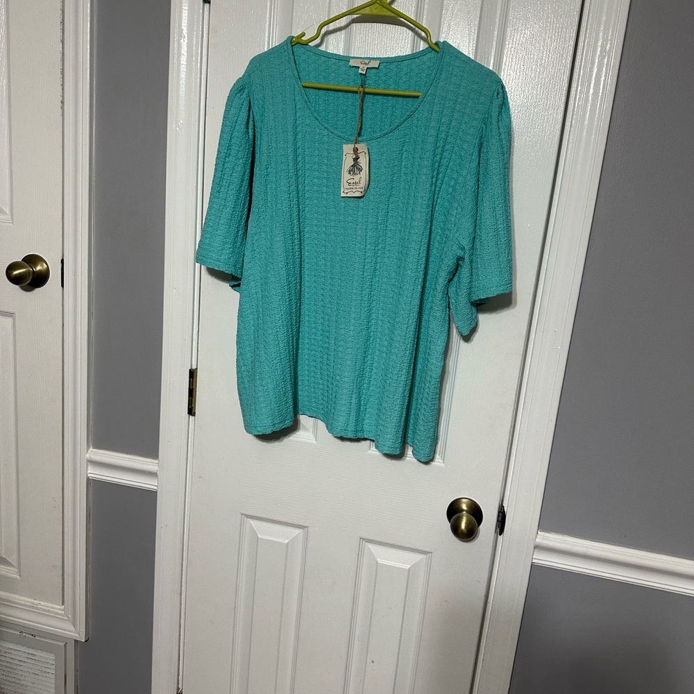 Easel Teal Textured Women's Blouse